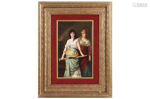 A FINE AND LARGE LATE 19TH CENTURY K.P.M. PORCELAIN PLAQUE D...