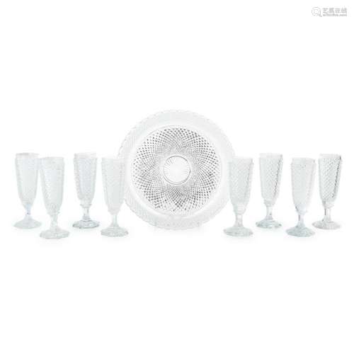 SUITE OF BACCARAT GLASS FLUTES AND MATCHING UNDERTRAY LATE 1...