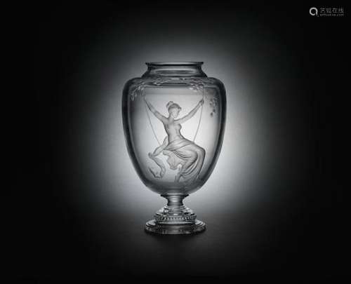 BACCARAT INTAGLIO ENGRAVED ROCK CRYSTAL VASE LATE 19TH CENTU...