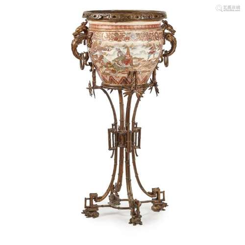 FRENCH 'JAPONISME' GILT BRONZE JARDINIÈRE STAND BY MAISON MA...