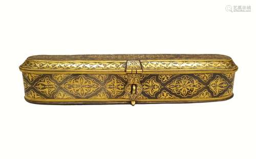 18th Century Gold Inlay Turkish Ottoman Iron Pen Case