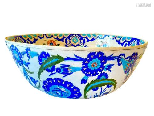 19th Century Impressive Large Cantagalli Bowl Iznik Style