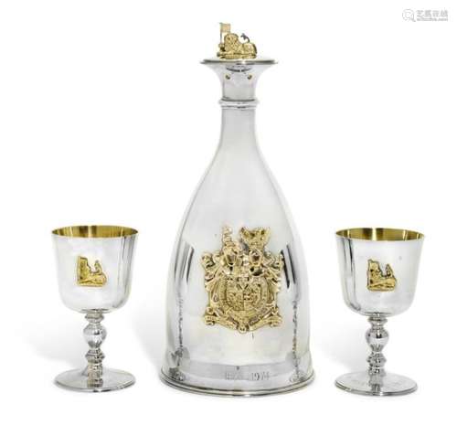 'Sir Winston Churchill' parcel-gilt silver Decanter & stoppe...