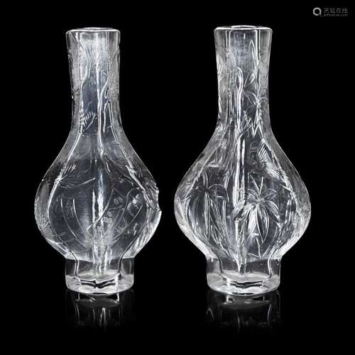 TWO 'JAPONISME' CUT-GLASS VASES, ATTRIBUTED TO BACCARAT LATE...