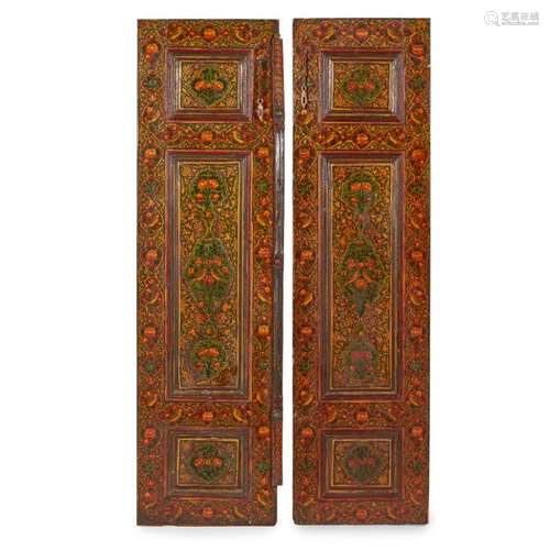 PAIR OF PERSIAN LACQUERED DOORS 19TH CENTURY Each door/panel...