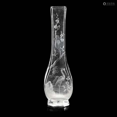 BACCARAT 'JAPONISME' ENGRAVED-GLASS BOTTLE VASE, RETAILED BY...