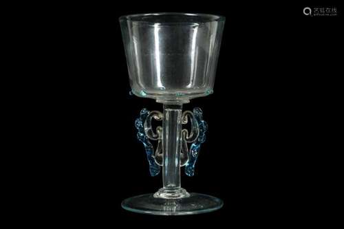 A VENETIAN MURANO GLASS WINGED GOBLET 'FACON DE VENISE'