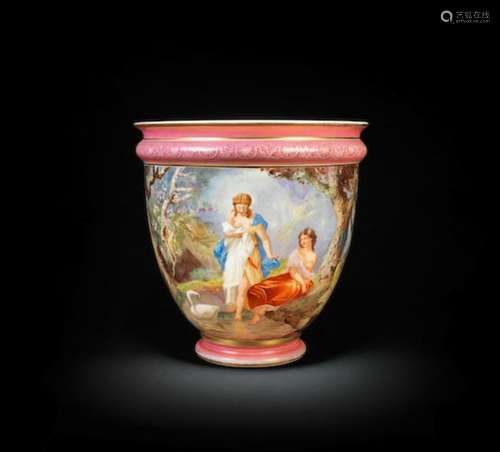 A BACCARAT ENAMELLED OPALINE GLASS JARDINIÈRE, CIRCA 1870