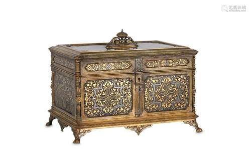 A FINE LATE 19TH CENTURY DAMASCENED CASKET ATTRIBUTED TO PLA...