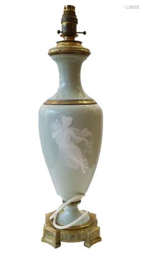 19th Century French Pate Sur Pate Mint Green Lamp