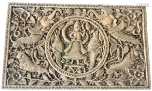 17th Century Indian Carved Ivory Plaque Depicting Elephants ...