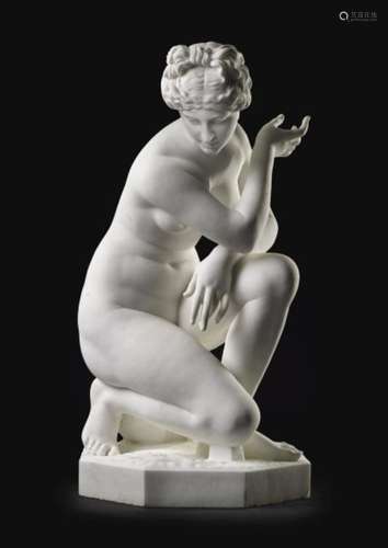 A LARGE LATE 19TH CENTURY ITALIAN CARRARA MARBLE FIGURE OF T...