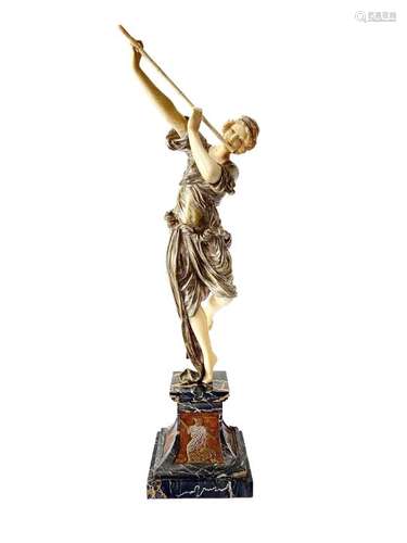 Original Signed Chryselephantine Bronze & Ivory Dancer By CJ...