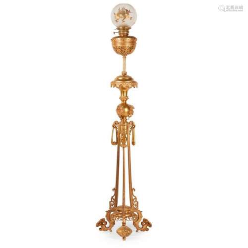 FRENCH 'JAPONISME' GILT BRONZE TORCHÈRE LAMP, ATTRIBUTED TO ...