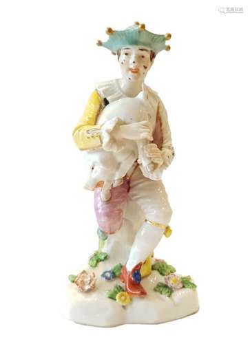 19th Century German Harlequin Jester Playing A Pig As A Musi...