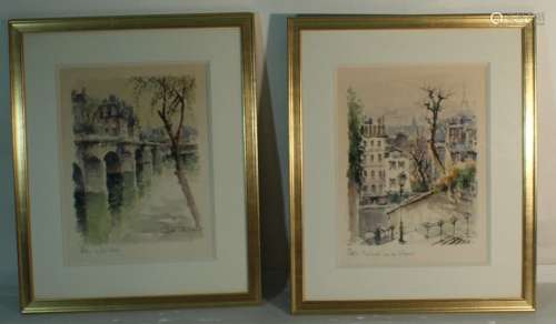 Denis Venpecht. 2 lithographies. Le Pont Neuf. Montmartre. 3...