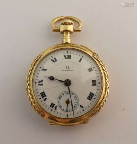 Omega. Montre de col en or jaune. Deux volets or. PB. 23.5g.