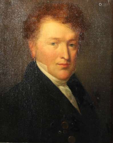 Ecole XIXème. Portrait d'un gentilhomme. Huile sur toile. 41...