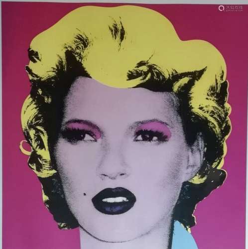 Banksy (1974 ) d'après. Portrait de Kate Moss. Photolithogra...