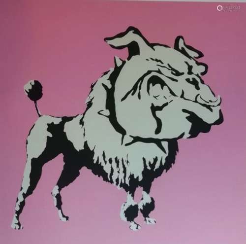 Banksy (1974 - ) d'après. Bull Dog. Photolithographie , numé...