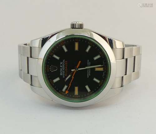 ROLEX. Milgauss, ref. 116400, n° V771543. Montre bracelet en...