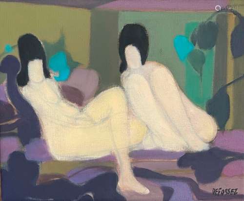 Alfred Defossez. Les deux amis. Huile sur toile. Signée. 38 ...