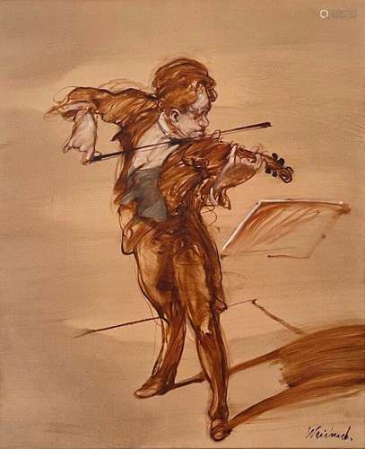 Claude Weisbuch. Le violoniste. Huile sur toile. Signée. 65 ...