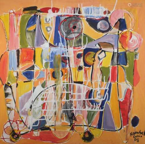 Kambel DIENG (1953). Composition abstraite. Huile sur toile....