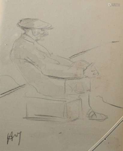 Auguste Vuillemot (1883 - 1970). Homme à la casquette. Mine ...