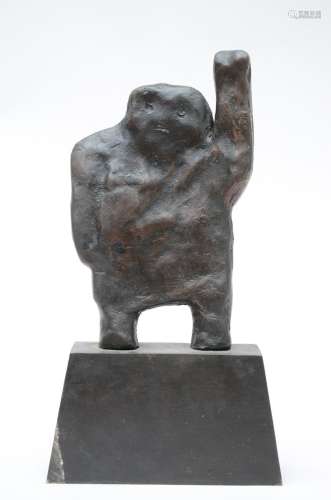 Herman Van Nazareth : sculpture en bronze 'homme au bras lev...