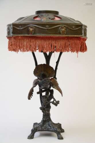 Lampe décorative en bronze avec oiseau (h58cm)