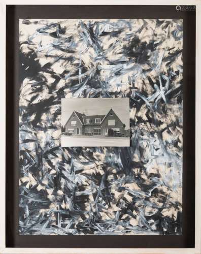 René Heyvaert 1974: 'peinture au doigts avec collage' (50x70...