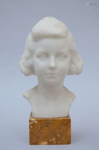 Geo Verbanck: buste en marbre 'portrait d'une jeune fille' (...