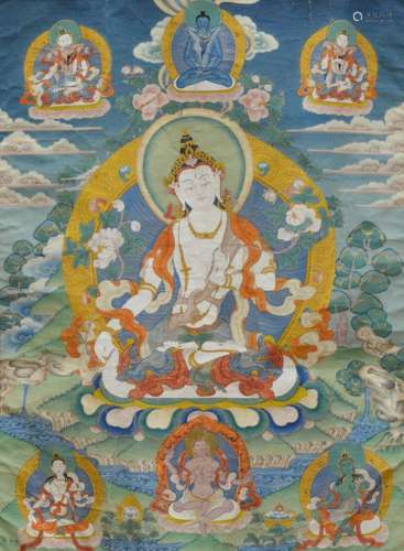 Thangka tibétain 'tara blanche' (52x39cm)