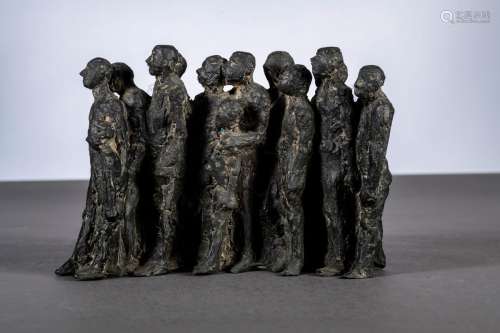 Mady Andrien: sculpture en bronze (ed 4/6) 'bande d'amis' (2...