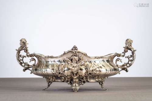 Jardinière en argent de style Louis XV 'anges' (24x54x30cm)