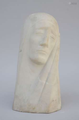 Antoon Van Parys 1930: buste en marbre 'Madonne' (h43cm) (*)