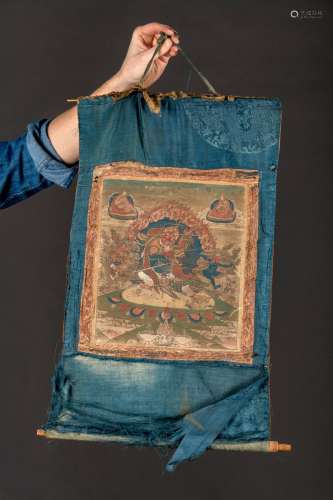 Tibetan thangka 'Begtse Chen', 18th/19th century (30x26cm)