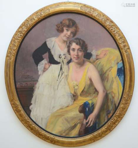 Herman Richir 1934: tableau (h/t) 'mère et enfant' (120x103c...