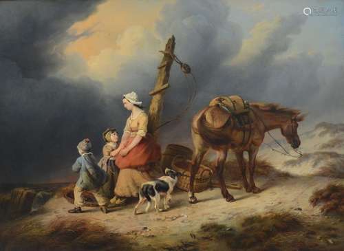 Charles Tschaggeny: tableau (h/p) 'voyageurs à cheval'