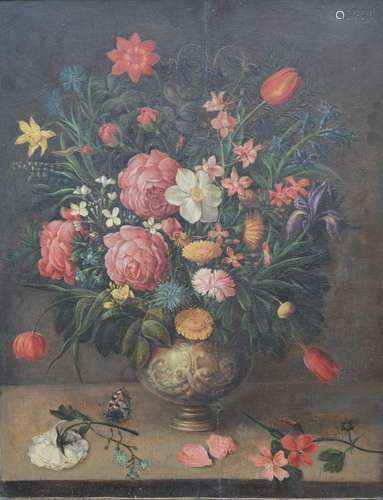 Anonyme: peinture (h/p) 'nature morte aux fleurs' (55x43cm)