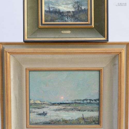 G. Van Loon: tableaux (h/p) 'deux paysages' (12x19cm en 24x3...