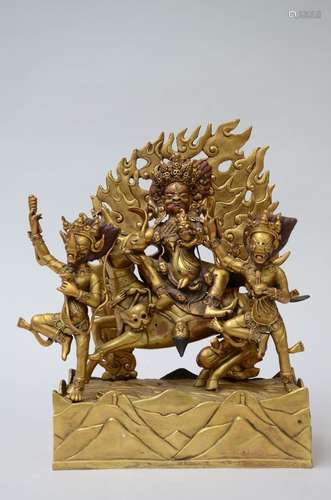 Statue en bronze doré 'Shri Devi', Tibet ou Nepal (38x31x15c...