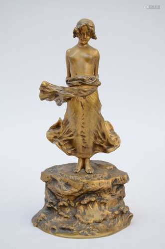 Dominique Alonzo: sculpture en bronze doré 'le coup de vent'...