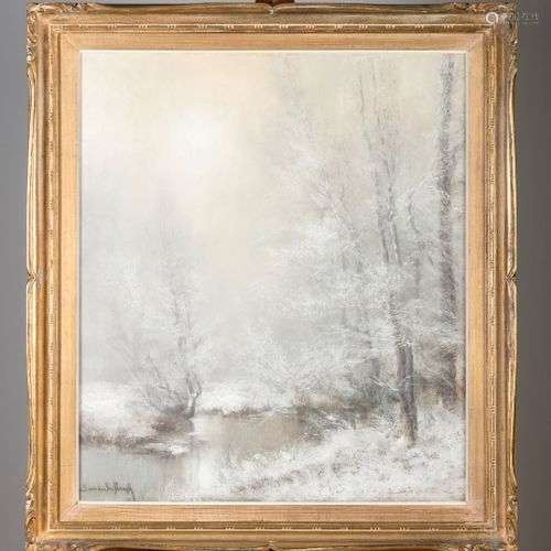 Van den Seylbergh: pastel 'paysage d'hiver' (80x70cm) (*)