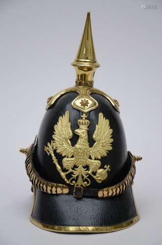 Casque d'officier en cuir 'Pickelhaube', Prusse (h37.5cm)