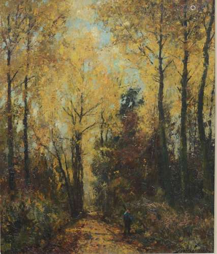 Pieter Gorus: tableau (h/t) 'forêt' (99x82cm)