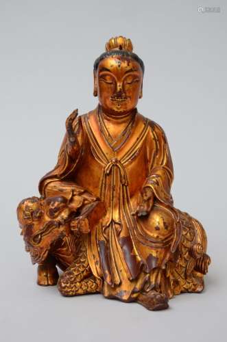 Statue taoïste sculptée en bois (h19cm) (*)