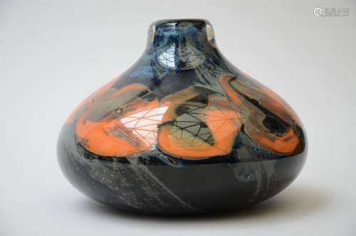 Louis Leloup : vase en verre (18x25cm)