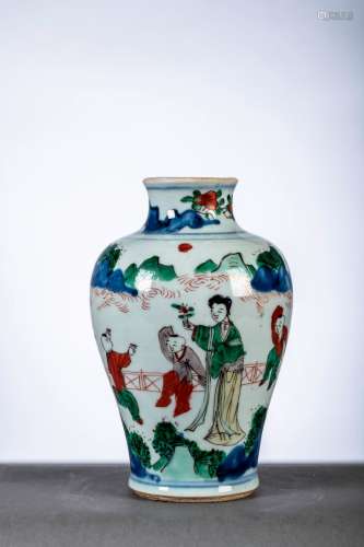 Vase chinois wucai 'dame aux enfants', 17ième siècle (h18.5c...
